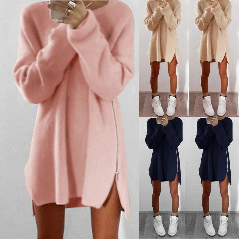 Dress Casual Loose Blue Beige Pink Dress Plus Size Zipper Sweater Dress Women Dresses Vestidos Long Sweater Short Sweater Cropped Sweater Dress Casual Loose Blue Beige Pink Dress Plus Size Zipper Sweater Dress Women Dresses Vestidos Long Sweater Short Sweater Cropped Sweater
