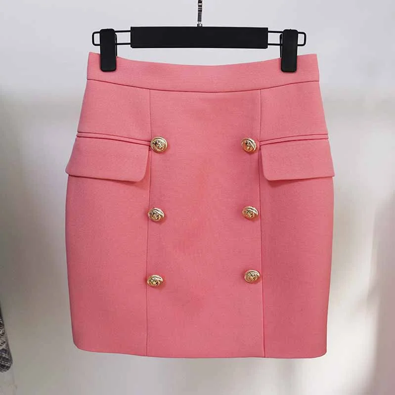 Hight Waisted Pink Formal Skirt Gold-tone Mini Skirt for Ladies chiffon skirt delicate