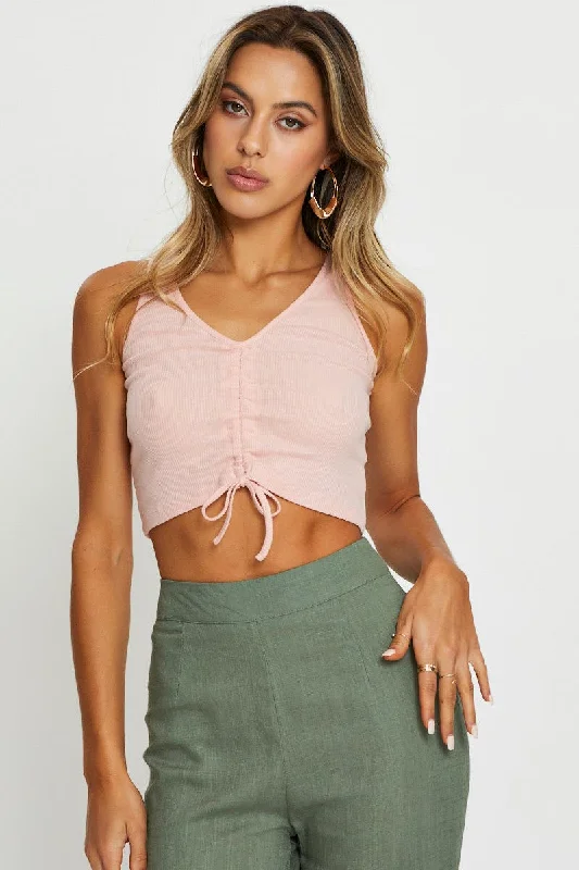 Pink Crop Top Hooded Caped Shawl Collar