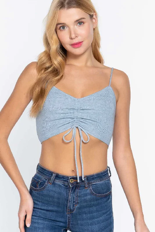 Sweater Knit Crop Cami Top Real Fur Shearling Chenille