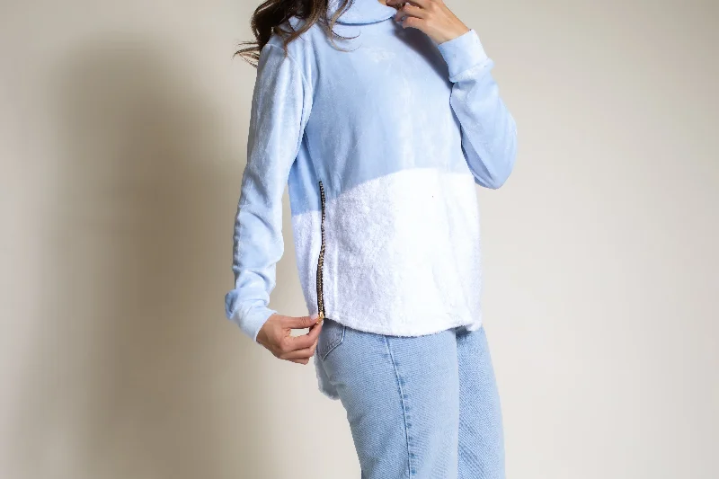 Colour Block Hoodie Hoodie with Frayed Bohemian Relaxed