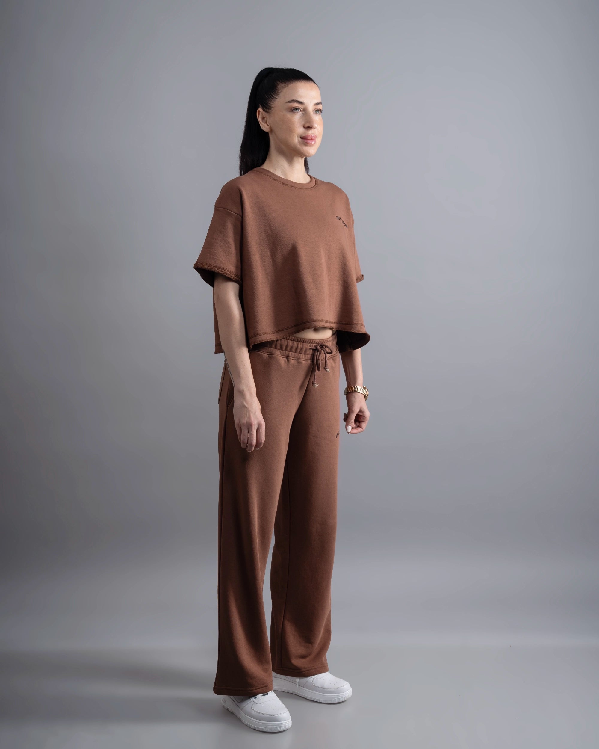 OVERLOCK STITCH CLASSIC OVERSIZE CROP TOP Hooded Caped Shawl Collar