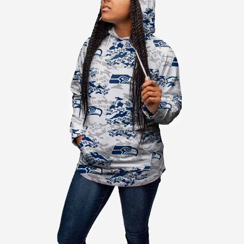 Seattle Seahawks Womens Leopard Camo Hoodie Hoodie with Lining Warm Insulated