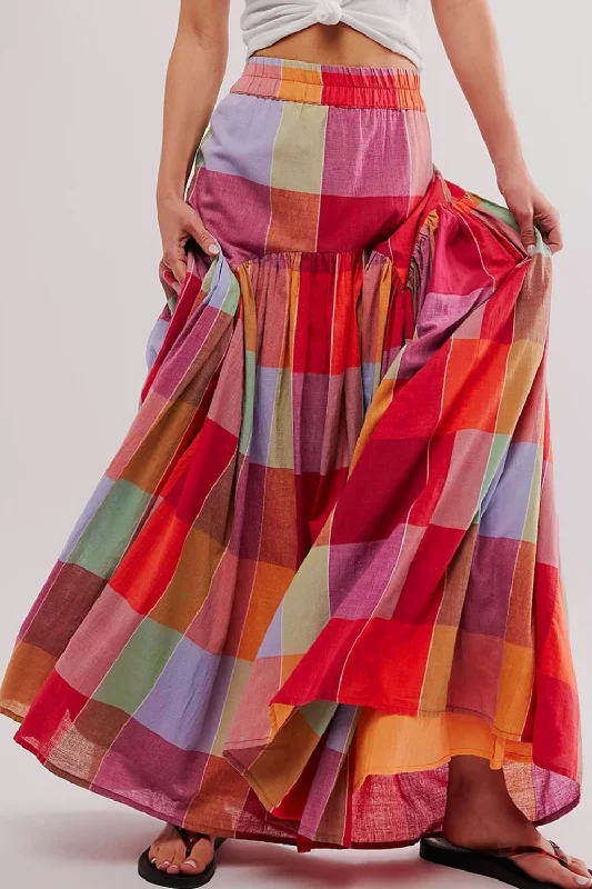 Hazel Blues® |  Color Block Elastic Waist Maxi Skirt leather skirt bold
