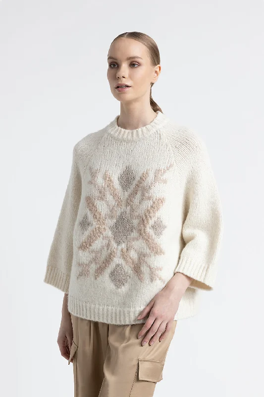 Embroidered alpaca and wool sweater Cashmere Blend Cotton Blend Poly Blend