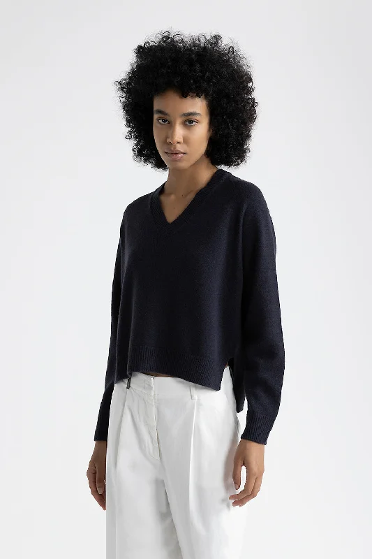 Wool, silk and cashmere sweater Collared Crew Neck Turtle Neck