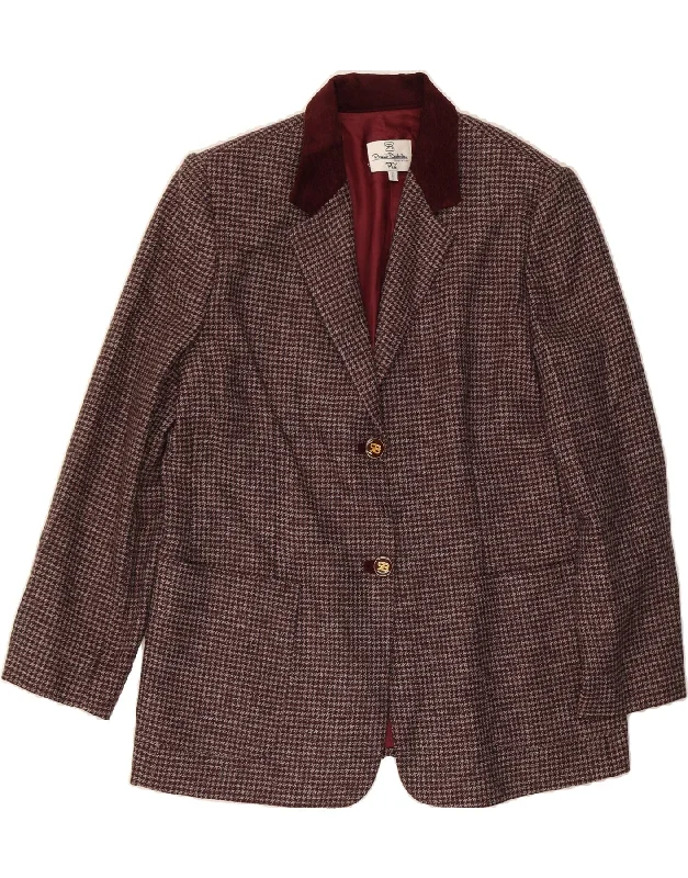 RENATO BALESTRA Womens Blazer Jacket IT 50 XL Burgundy Check Classic Print Jacket Jacquard Jacket Patchwork Jacket RENATO BALESTRA Womens Blazer Jacket IT 50 XL Burgundy Check Classic Print Jacket Jacquard Jacket Patchwork Jacket