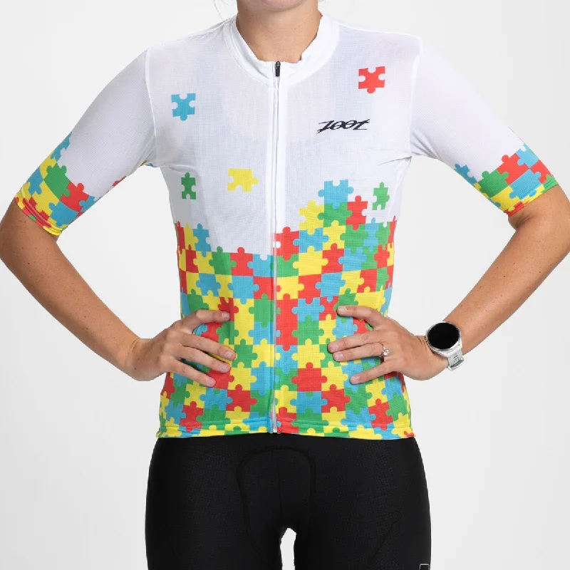Women's Ltd Cycle Aero Jersey - Autism Puzzle Maximalist Jersey Tee