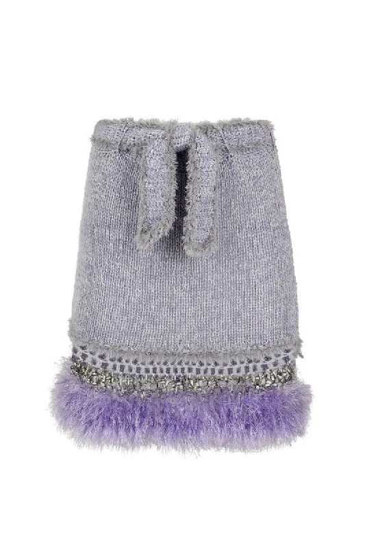 LAVENDER HANDMADE KNITTED MINI SKIRT modal blend skirt