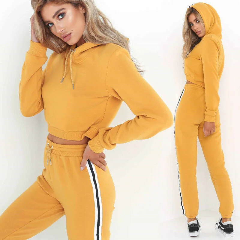 Europe and United States Women's New Hooded Sweater Sports Suit + Fitted Slim Tailored Europe and United States Women's New Hooded Sweater Sports Suit + Fitted Slim Tailored