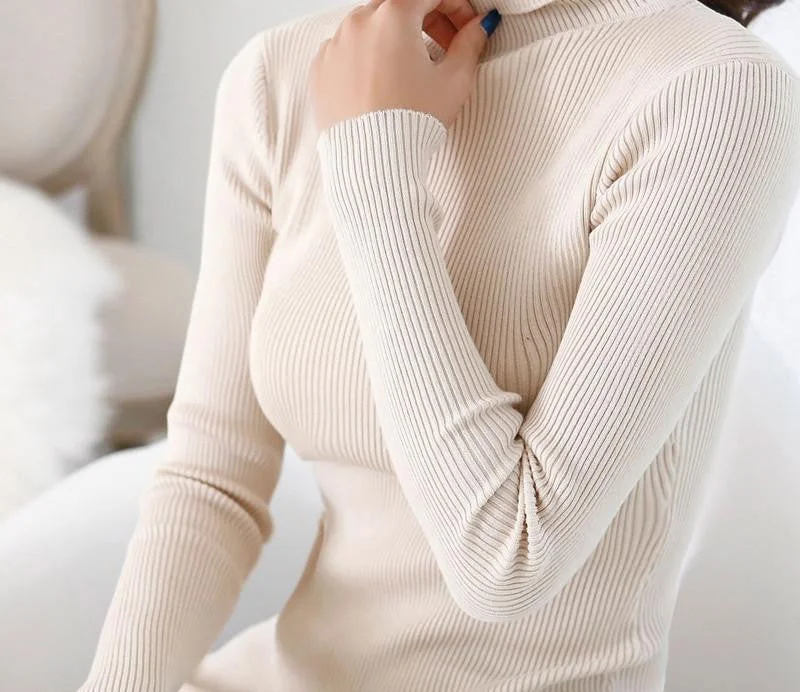 women's slim medium-long turtleneck sweater thickening sweater knitting sweater pattern Fleece Fabric Down Fabric Feather Fabric