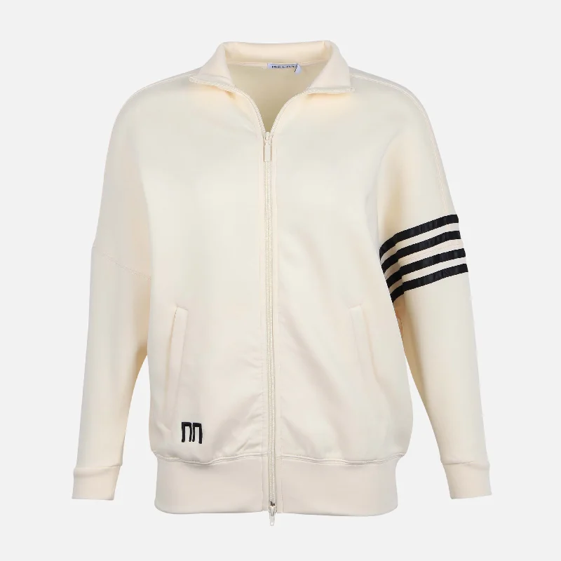 WOMEN INTERLOCK FULLZIPPER SWEATSHIRT Hoodie with Toggle Buttons Decorative Unique