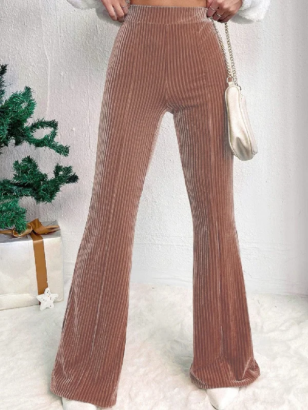 Shimmering Rhinestone-Embellished Stretchy Waist Slim Fit Trousers Trousers Timeless Classic