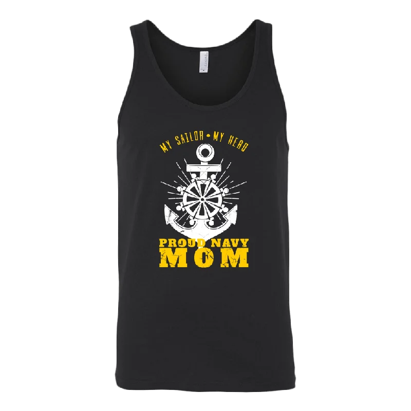 Proud Navy Mom (My Sailor, My Hero) Tank Top high neck tank