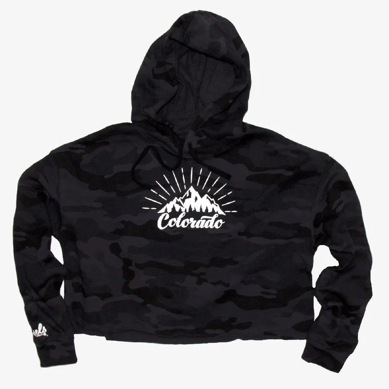 Women's Camo Colorado Rays Cropped Hoodie Hoodie with Typography Text Message