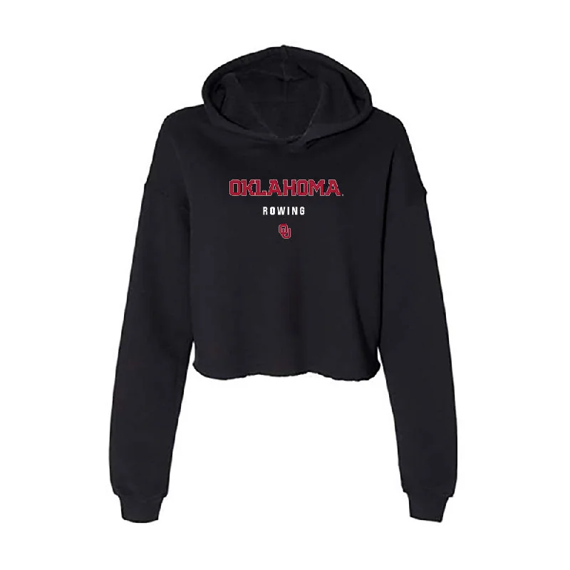 Oklahoma - NCAA Women's Rowing : Kennedy Stewart - Women's Crop Fleece Hoodie Hoodie with Neon Bright Vibrant