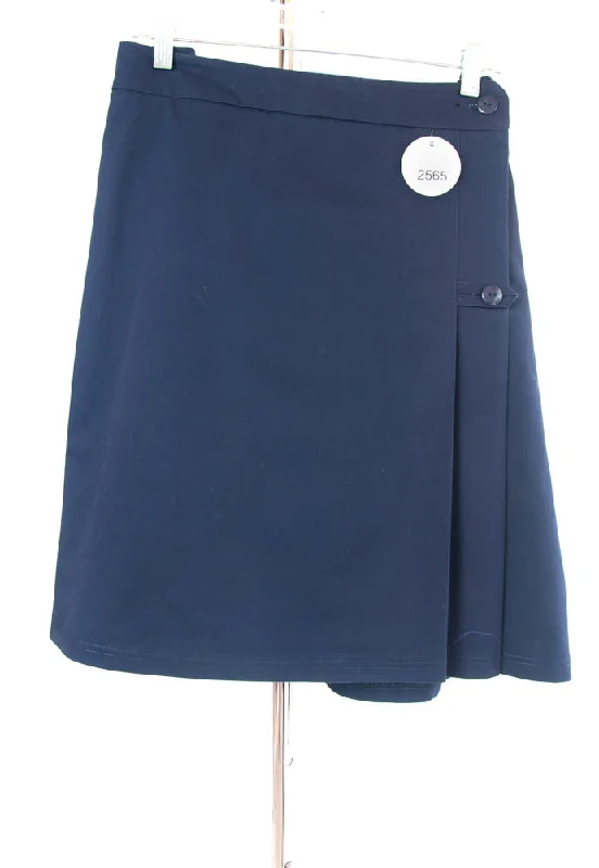 #2565 Sale Rack Item / Uniform Skirt / Womens 24 / Navy Stretch ruffled skirt detail