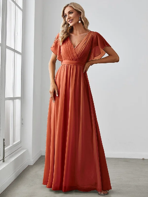 A-Line Pleated Chiffon Tie-Waist Wedding Guest Dress Tunics Versatile functional