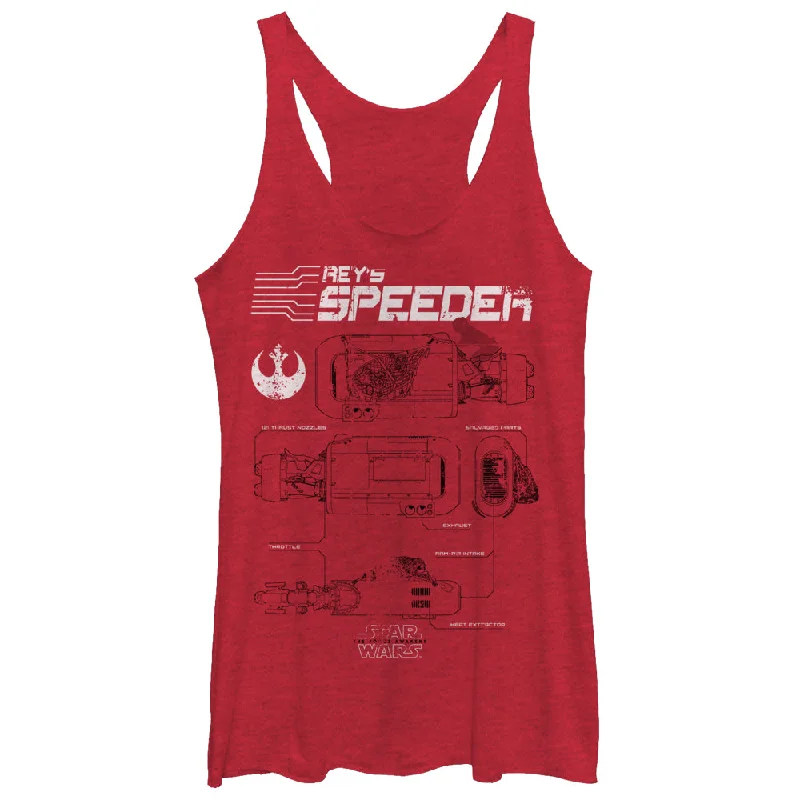 Women's Star Wars The Force Awakens Rey's Speeder Schematics Racerback Tank Top sheer tank top