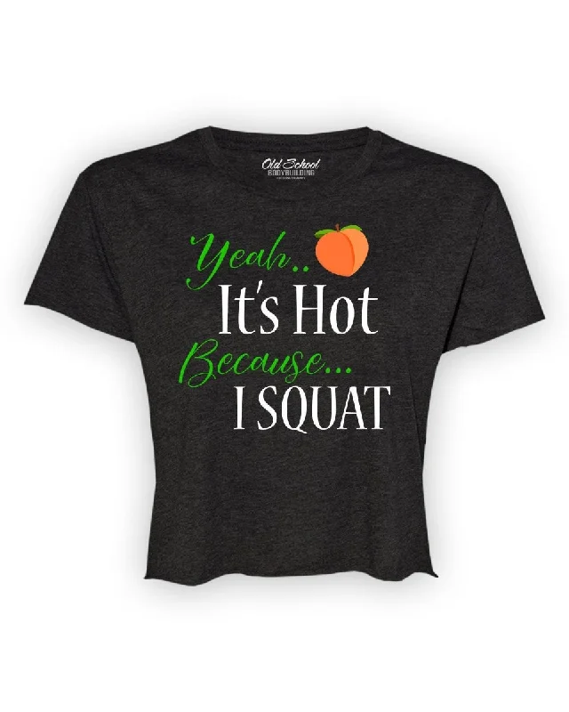 Ladies "Hot Squat" Black Crop Top Spandex Blend Rayon Blend Denim Blend