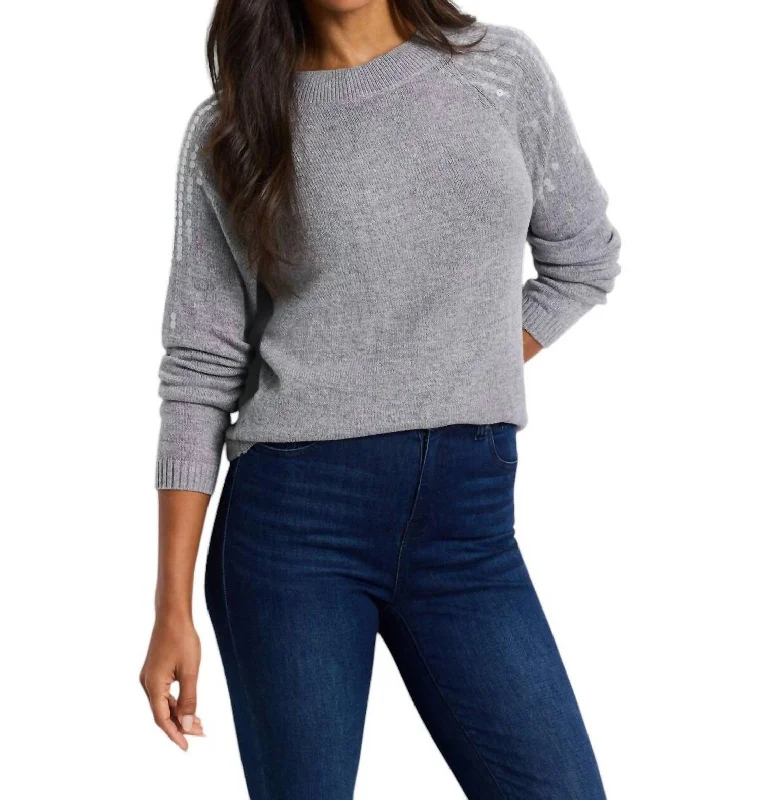 Subtle Shine Sweater In Nickel Boat Neck Shawl Collar Notched Collar