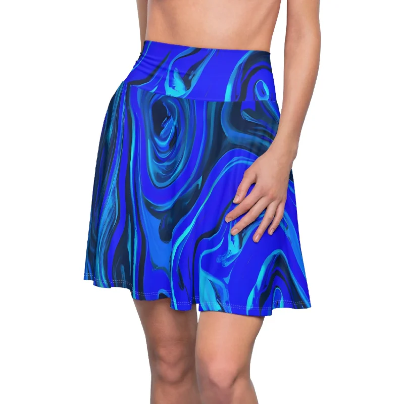 Women's Blue Icy Flow Festival Skater Skirt silk skirt smooth