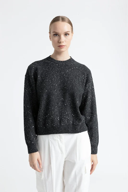 Wool, cashmere lurex and sequins sweater Print Jacquard Patchwork