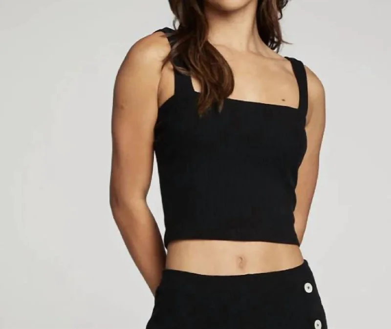 Cami Sweater Tank In True Black Handmade Hand-knitted Hand-woven