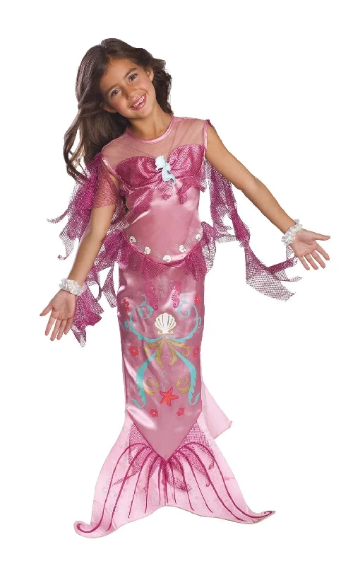 Pink Mermaid Costume for Girls Dress with Tail Bodycon Club Sequined