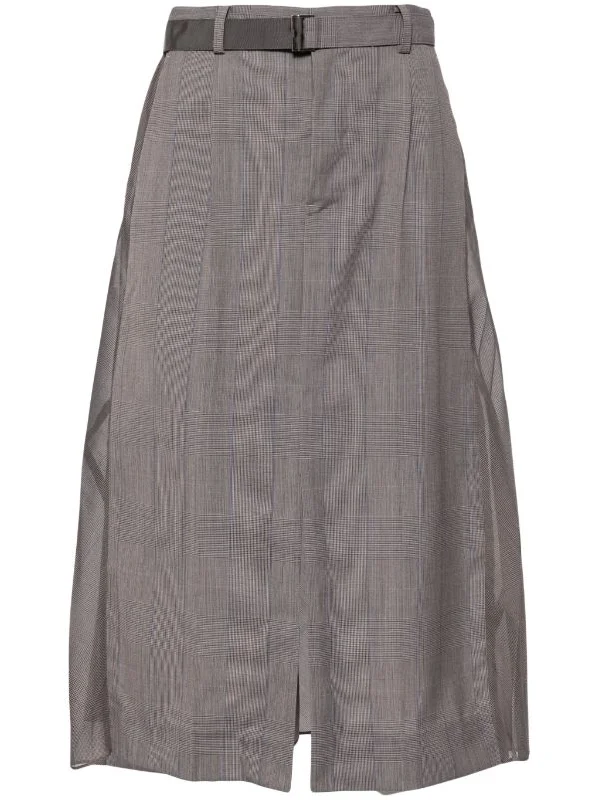 PRINCE OF WALES CHECK FLARED MIDI SKIRT corduroy skirt cozy