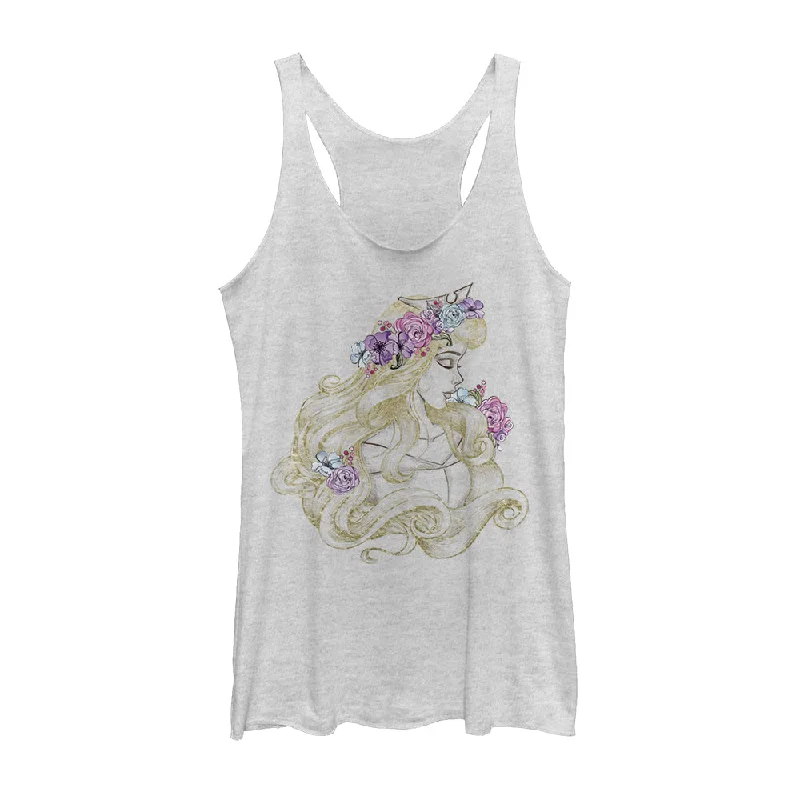 Women's Sleeping Beauty Aurora Profile Racerback Tank Top ivory tank top