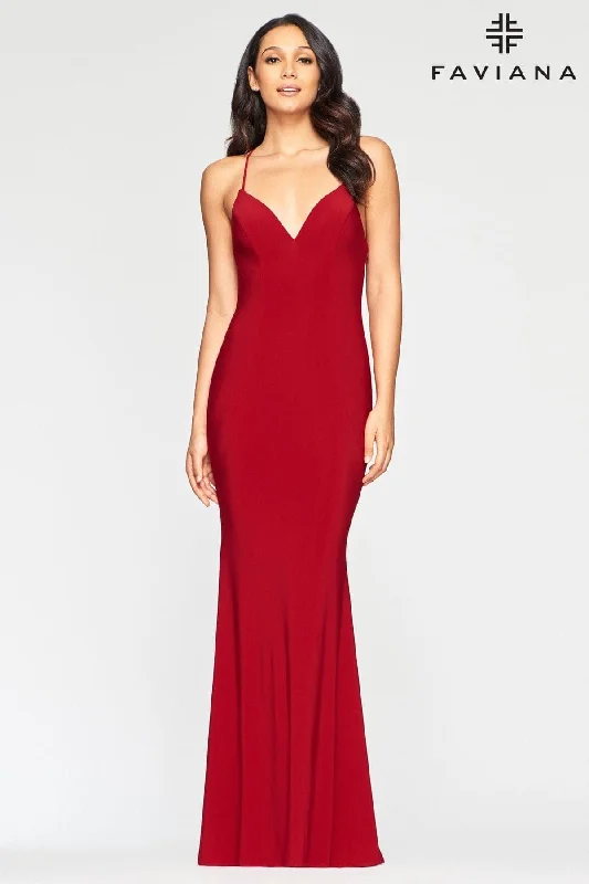 Long Jersey Dress With V Neckline And Ruching empire Waist empire