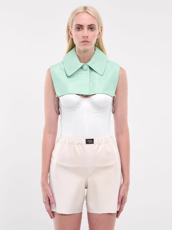 Andy Leather Crop Top (ANDY-LEATHER-MINT) Collared Crew Neck Turtle Neck