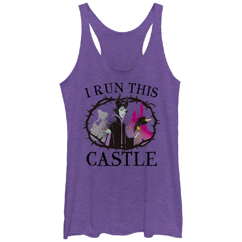 Women's Sleeping Beauty Maleficent Castle Racerback Tank Top adorable tank top