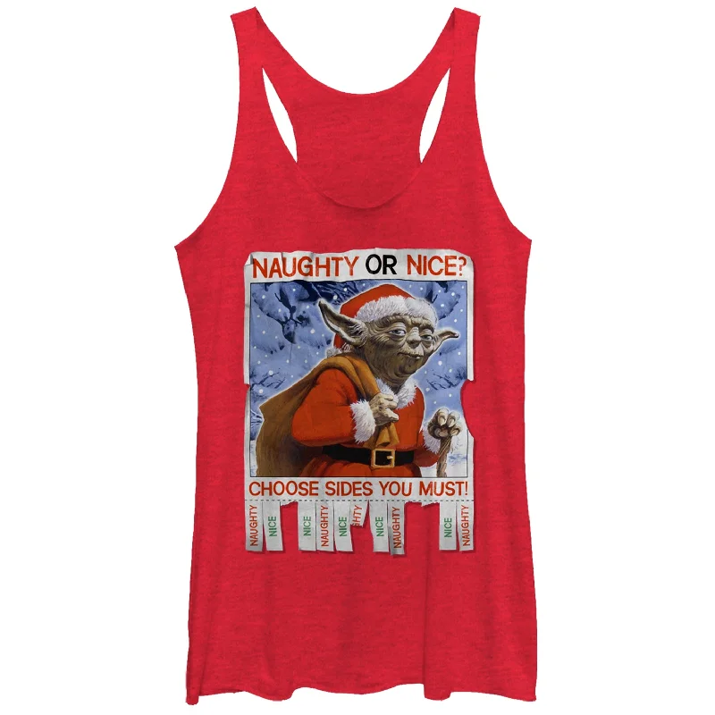 Women's Star Wars Christmas Yoda Naughty or Nice Racerback Tank Top breathable tank top Women's Star Wars Christmas Yoda Naughty or Nice Racerback Tank Top breathable tank top