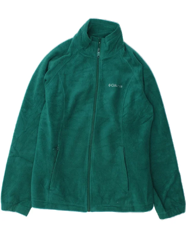 COLUMBIA Womens Fleece Jacket UK 16 Large Green Polyester Zip Front Button Front Snap Front COLUMBIA Womens Fleece Jacket UK 16 Large Green Polyester Zip Front Button Front Snap Front