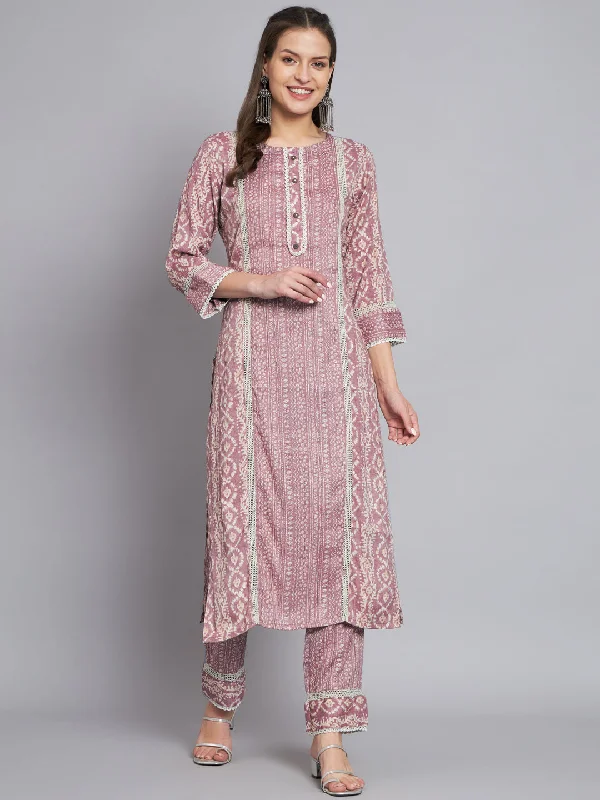 Women's Purple Kurta With Trouser - Mesmora Fashion Trousers Top Rated