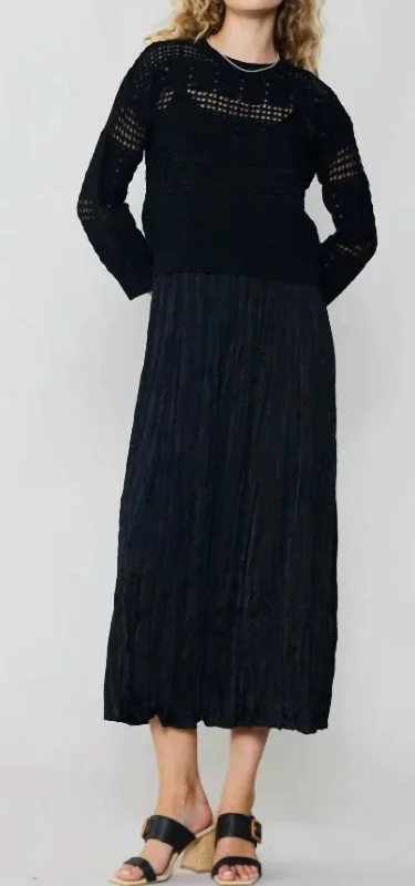 Two Piece Sweater Dress In Black Fleece Sweater Nylon Polyester