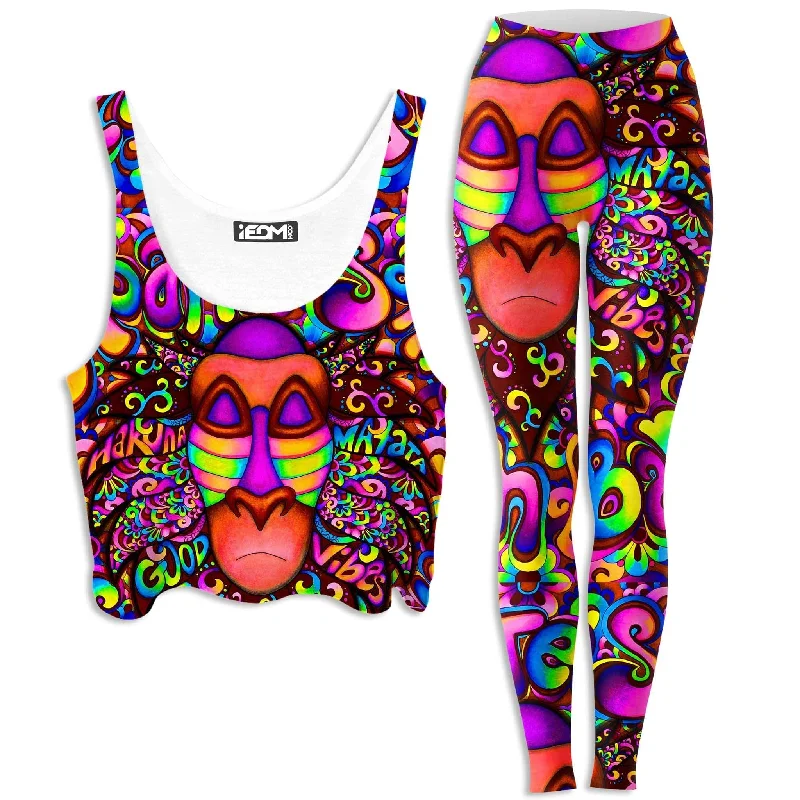 Rafiki Vibes Crop Top and Leggings Combo Front Pockets Side Pockets Patch Pockets