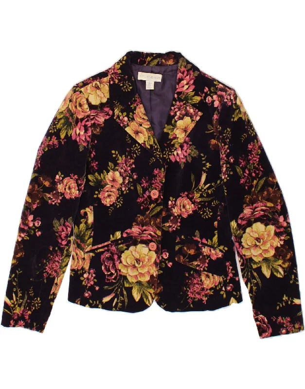 PETITE SOPHISTICATE Womens Blazer Jacket US 6 Medium Purple Floral Jersey Jacket Tulle Jacket Batik Jacket PETITE SOPHISTICATE Womens Blazer Jacket US 6 Medium Purple Floral Jersey Jacket Tulle Jacket Batik Jacket