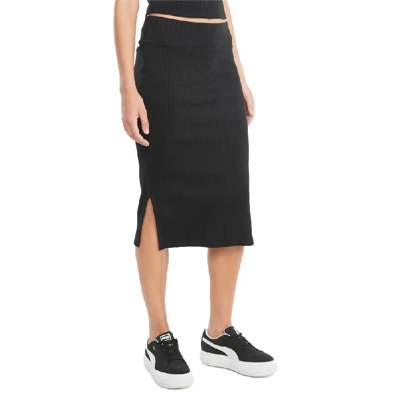 Classics Ribbed Midi Skirt velvet skirt luxurious