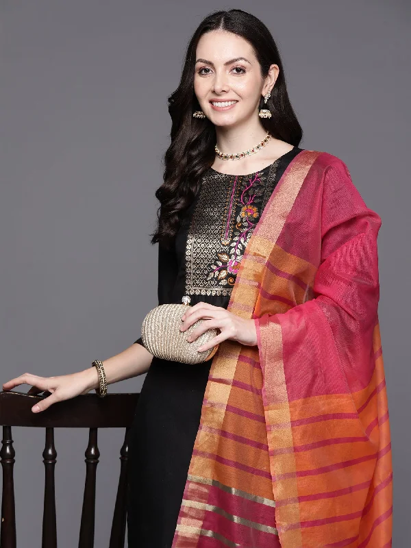 Women's Kurta With Trousers & Dupatta - Indo Era Trousers Chinos Classic