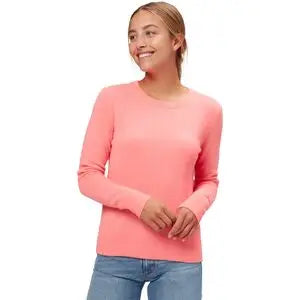 White + Warren Cashmere Long-Sleeve Classic Crew Neck Sweater Neon Metallic Matte