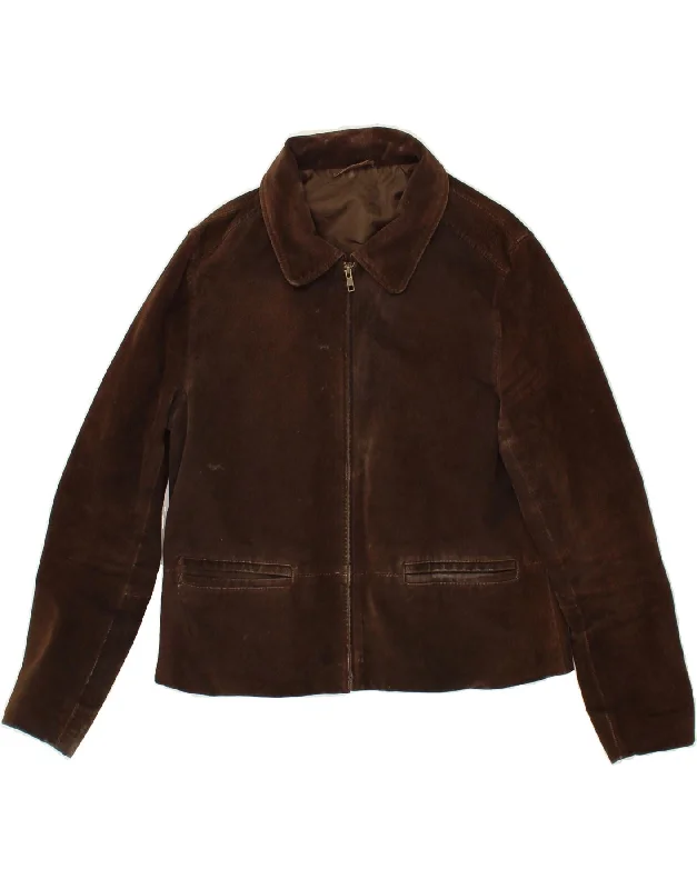 ETAM Womens Suede Jacket UK 12 Medium Brown Leather Print Jacket Jacquard Jacket Embroidered Jacket ETAM Womens Suede Jacket UK 12 Medium Brown Leather Print Jacket Jacquard Jacket Embroidered Jacket