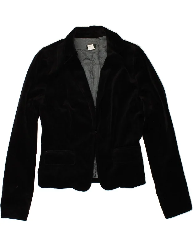 J. CREW Womens Blazer Jacket US 6 Medium Black Cotton Ribbed Jacket Pleated Jacket Ruffled Jacket J. CREW Womens Blazer Jacket US 6 Medium Black Cotton Ribbed Jacket Pleated Jacket Ruffled Jacket