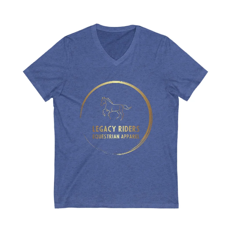 Legacy Riders Equestrian Logo Unisex Jersey Short Sleeve V-Neck Tee Scoop Neck Jersey Top