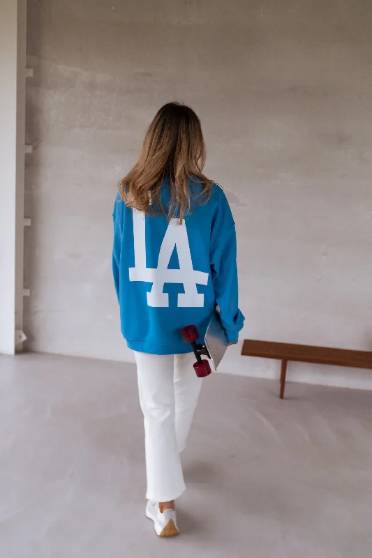 Blue Los Angeles Sweater Glossy Satin Silk