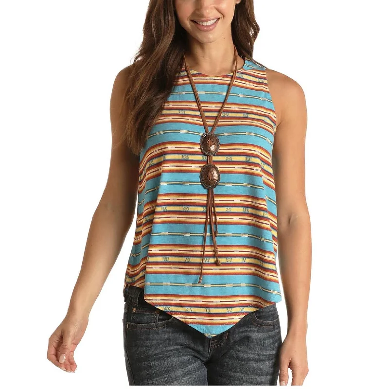 Panhandle White Label Ladies Stripe Print Multi-Color Tank Top L7T3445 crossback tank top