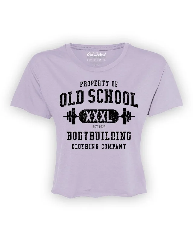 Ladies "Vintage Property" on Lavender Crop Top Silk Blend Satin Velvet