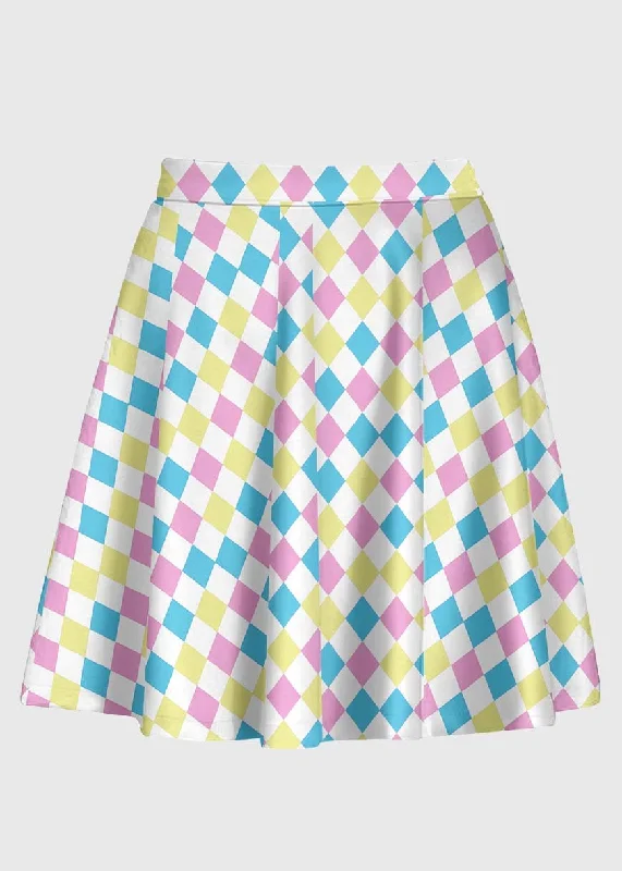 Harlequinn Pattern Pastel Clowncore Skirt cashmere skirt soft